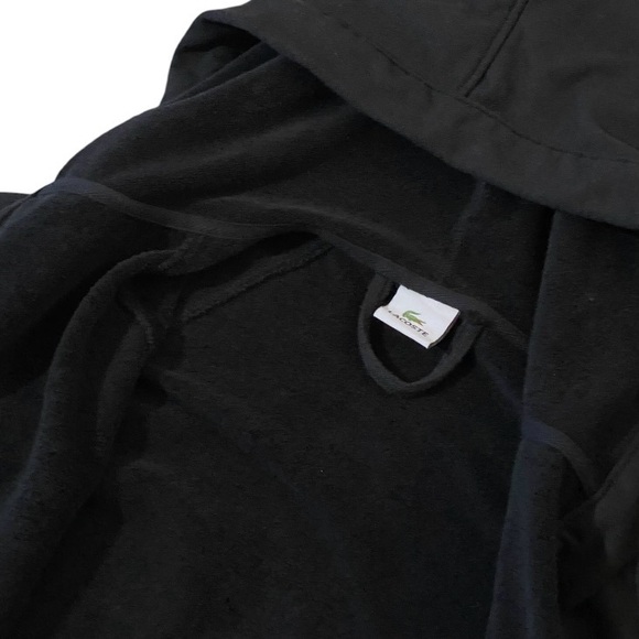 Lacoste Classic Bath Robe Unisex One Size Black Heavy Cotton/Poly Blend - Picture 4 of 7